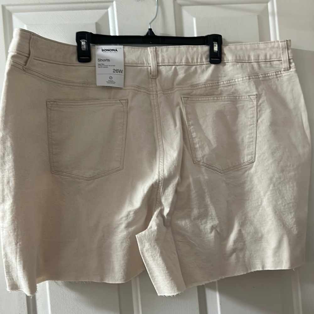 *FINAL*SONOMA HIGH RISE DENIM SHORTS: UNDERWOOD (CREAM): NEW WITH TAGS: SIZE 26W - Picture 5 of 5
